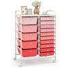 COSTWAY Carrello con 15 Cassetti Impilabili, Carrello di Stoccaggio con Ruote, Carello Portaoggetti per Casa e Ufficio, 63 x 37 x 87 cm (Rosa)
