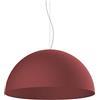 L+ Lampadario a Sospensione Moderno per Cucina e Soggiorno | Lampada Mezza Sfera Metallo 60cm E27 | Design Industriale Made in Italy (Rosso Cowhide RAL 19-1533 TCX, Cavo 120cm)