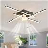 ZOMLBOF Intelligente Lampadario Ventilatore Con Telecomando, Dimmerabile Ventilatore a Soffitto Con Luce a 6 Velocità Reversibile Lampadario Con Ventilatore Da Soffitto Soggiorno Con Memoria, Nero 85CM