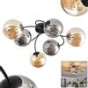 HOFSTEIN Lampada da soffitto Chehalis, 6 luci, in metallo/vetro, colore nero/fumo/ambra, design retrò/vintage, Ø ombrelli 15 cm, G9, sala da pranzo, camera da letto, soggiorno, cucina