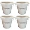 Silplast Secchio con coperchio, colore: bianco, 4 x 15 litri, impilabile, per latte/scorte, secchio per miele, in plastica adatta al contatto con alimenti, contenitori a norma alimentare, secchio vuoto per