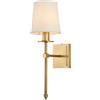 OOWOKS Elegante Lampada a Muro in Oro Lampada da Salotto, Applique da Parete Ottone Classica Lampada da Comodino Camera da Letto con Paralume in Tessuto Bianco E27 Lampada da parete per Corridoio Bagno Hotel