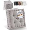 Beautissu Set di 4 cuscini da pavimento in cotone per sedia da interno | 40x40cm tortora materasso spesso 8cm 100% con maniglia da esterno Cuscino seduta Mila