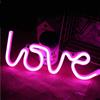 SHANJIA Luce al neon, lampada al neon a LED a forma di cuore, lampada da notte a forma di cuore, con lettera d'amore, con batteria e USB, per Natale (rosa)