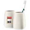 KADAX Bicchiere da bagno, bicchiere per spazzolino da denti in ceramica, tazza da bagno, porta spazzolino da denti, tazza d'acqua opaca (crema 2 pezzi)