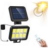 DISCORAMA FARO DA ESTERNO A RICARICA SOLARE, LAMPIONE SOLARE 160 COB LED CON SENSORE DI MOVIMENTO IP65 LUCE FREDDA, LUCE SOLARE CON 3 MODALITA' DI REGOLAZIONE - DISCORAMA® (1X)