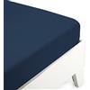 Morbidissimi Lenzuolo con Angoli No Stiro Jersey 100% Cotone K332 [Singolo, Blu]