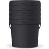 POSH Secchio da costruzione con coperchio da 10 l, set da 5 secchi da costruzione neri per uso alimentare, con manico, inodore, ermetico e a prova di perdite, in plastica robusta, colore nero