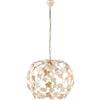Bonetti Illumina Lampadario Shabby 3 Luci Ferro Battuto Avorio Oro Con Foglie E Cristalli