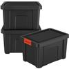 PALUPLUS 3 Contenitori Multiuso Neri da 30 Litri, misura 46,5x36x27 cm, Scatola con Coperchio e Chiusura a Scatto Rossa Soft Touch, Box Impilabile per Garage, Fai da Te, Made in Italy -1631C -4