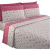 MAXIME MAISON - Completo Lenzuola Flanella Una Piazza e Mezza Francese in Cotone Stampate, Set Lenzuola Invernali con Fantasia Elegante (Garden Cipria)