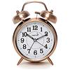 FLOITTUY, sveglia potente per chi dorme profondamente, 10,2 cm, doppia campana, sveglia con retroilluminazione per camera da letto e arredamento della casa, rosso marrone