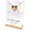 Caribu design Targa Personalizzata con Mappa Testo Foto Dove Tutto é Iniziato 15x20 cm con Base in Legno - Regalo San Valentino Coppia Anniversario per Lui e per Lei personalizzabile con nomi frase coordinate