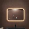 doporro Specchio Bagno LED 50x70 cm Rettangolare Retroilluminato con Interruttore Tattile Dimmerabile 3 Colori Antifog in Vetro Temperato HD, Installazione Orizzontale o Verticale
