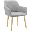 IlGruppone Poltroncina Stile Scandinavo in Tessuto con Gambe in Legno Naturale Sedia Imbottita Moderna per Soggiorno, Sala da Pranzo o Camera da Letto Design Nordico Elegante e Confortevole - Grigio
