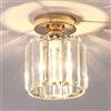 Mengjay Cristallo Lampada Plafoniera E27，mini lampada da corridoio moderna in cristallo nero, plafoniera da interno E27 a montaggio superficiale per bagno cucina portico Scale Balcone (D'oro Stile A)