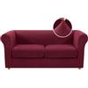 LINGKY Copridivano 2 Posti Con Braccioli, Copridivani Chesterfield Elasticizzato con 2 Copriseduta Divano Separati, Universale Moderno Copri Divano Antiscivolo (Vino Rosso,2 Posti)