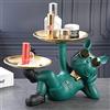 Jannlimt Statua Bulldog Vassoio, Statua Bulldog Ingresso Corridoio Svuotamento Tasca Scultura in Resina Statua Decorativa Bulldog Francese,Green-1