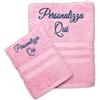 Cieffepi Home Collections SOLO MIO BASIC Set Asciugamani Viso + Ospite Personalizzato in spugna di puro cotone (Rosa)
