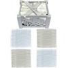 HOME ZEN HOUSEHOLD LINEN Cesto in Legno Shabby Chic con 4 Asciugamani in Cotone 30x30 cm, Idea Regalo (GRIGIO HAPPY)