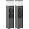 ledscom.de 2 lampioni da esterno PODEL, 39 cm, antracite, 2 prese, con lampadina G9 inclusa, 596 lm, bianco
