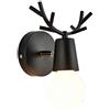 Mengjay Creativo Applique da Parete Moderno Lampada da Parete Semplice Lampada a Muro E27 Testa di Cervo Nordico Stile Art Deco per Camera da Letto dei Bambini, Ristorante, Corridoio, Scale (B, Nero)