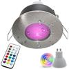 Planetitaly Faretto led luce colorata doccia 10W bagno turco cromoterapia IP65 GU10 RGB 230V (Silver spazzolato)