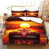 LILIlaobiao Ferrarii Racing Set Copripiumino Double（200x200cm）, Biancheria Da Letto The Setting Sun Formulaone Pattern Printed with Zipper Closure, Home Decro, Soft Microfiber Duvet Per Adulti E Bambini