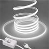 HEGEHE Striscia LED Neon Dimmerabile 220V [4M,Bianco 6000-6500K],288 LEDs/m Striscia LED Flessibile Impermeabile IP65 Tagliabile FCOB CRI90+,Design DIY,Illuminazione Decorativa per Casa e Negozi