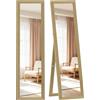 HOMCOM Specchio con Cornice in MDF con Piedini e Ganci per Utilizzo a Muro o a Parete, 37x40x155 cm, Color Legno e Trasparente
