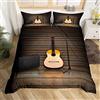 Loussiesd Set di biancheria da letto per chitarra, motivo musicale, per chitarra, ragazzi, ragazzi, strumenti per chitarra, copripiumino motivo musicale, microfono, copriletto per camera