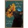CREATCABIN Cat Wall Art Girasole Targa in Metallo Black Cat Decor Vintage Retro Ferro Appendere Pittura Poster per Interni Esterni Caffetteria Fattoria Giardino Decorazioni Divertenti Regalo 30x20cm