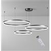 Wandun Moderna lampada a sospensione a LED, 3 anelli collezione di vernice oro, applique a sospensione a luce regolabile Lampadario a soffitto moderno, dimmerabile con telecomando 3000K-6000K - 68W (