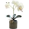 Generico Orchidea Artificiale a Otto Teste Orchidee Bianche in Vaso Fiore di Orchidea Finto con Vaso di Fiori Decorazione per Bagno e Camera da Letto Fiore (bianco)