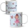 LolaPix Tazza Bambina Personalizzata con Nome. Ritorno a Scuola. Plastica. Vari Disegni. Ballerina Rosa