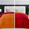 Home Tresor Trapunta Singola Invernale 180x260, Piumone Caldo Letto Autunno Inverno Tinta Unita Double-Face Imbottita Morbida Microfibra Modello Giuditta Quattro Stagioni Bicolore Arancio&Rosso, Singolo