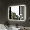 SIRHONA Specchio Bagno con 3 x Lente d'ingrandimento 80x60cm, Bluetooth, dimmerabile, 3 colori leggeri, anti-appannamento, memoria, IP44, presa, specchio luminoso bagno, orizzontale/verticale
