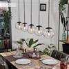 hofstein Lampadario a sospensione Gastor, lampada a sospensione in metallo/vetro in nero/trasparente, design vintage e retrò con ombrelli in vetro (Ø 15 cm), altezza max. 149 cm, 5 x E27, senza lampadina