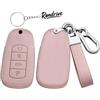 Rondrive Custodia per chiave compatibile con Ebro S400 S700 S800 S900 Telecomando Cover per DR4.0 DR5.0 DR6.0 per Jaecoo j7 j8 PU pelle chiave auto cover 4 tasti B rosa