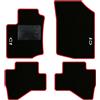 QUEMAR Tappetini Auto per Citroen C1 2005-2013, Bordo Rosso, 2 Ricami | Kit Tappeti Moquette e Gomma su Misura / Set 2 Anteriori + 2 Posteriori / Ricami e Colori Personalizzati / Antiscivolo
