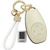WUZUTU - Custodia per chiave auto in TPU, alloggiamento per chiave, accessorio compatibile con Leapmotor T03 EV berlina 2024 2025 2026, 4 tasti, rifinitura in oro, chiavetta, portachiavi, A-Beige