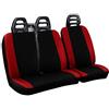 Lupex Shop Set Coprisedili Universali per Furgone 3 Posti misto Cotone poliestere, singolo + doppio, Cintura Alta, colore Nero - Rosso