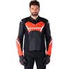Alpinestars Faster V3 Airflow Giacca in pelle/tessuto da moto traforata, nero/rosso neon, 52