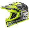 LS2 MX437 Fast Evo II Mini Crusher Casco da motocross per bambini, nero/giallo neon, Y/M (49/50)