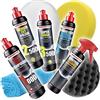 detailmate Set di Lucidi e Pasta abrasiva lucidante - Menzerna 250ml - 1000 + 2500 + 3500 + Power Lock sigillante vernice + Control Cleaner + 3 Tamponi lucidare (Morbido,Medio,Duro) + Panno Microfibra