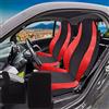 Rebeca Shop® Coprisedili Auto Compatibili per Smart terza serie W453 Made in Italy Set Anteriori Coppia e tappetini in moquette (Coprisedili+Tappetini Smart 3serie W453, Nero/Rosso)