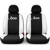 Auto Accessori Lupex Coprisedili compatibili con Seicento 600 (1998 al 2010) - Set Anteriori in Tessuto Policotone, Protezione Sedili, Facile Installazione, Made in Italy (Nero - Bianco)