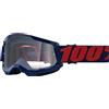 100% Motocross Brille Strata 2 Klar, Masego - Dunkelblau Rot, HU-GOG-1055
