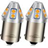 Ruiandsion, confezione da 2 lampadine LED 1156, giallo ambrato, 6-30V, BA15S 7506, 6V 12V 24V, luci di retromarcia, luci di direzione, luci posteriori per auto, moto, camion, senza polarità