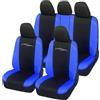 Rebeca Shop Coprisedili per auto universali - Racing LS01 - schienali posteriori con 2 zip - airbag compatibili, 210 Gabardine (Nero/Royal, Posteriori in tinta con anteriori)